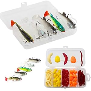 105 Pièces Leurres de pêche Appâts Kit,Leurres de pêche en Silicone, Faux appât Bionique avec Boîte, Leurre de pêche…