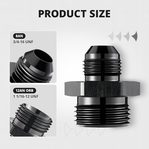 Image of EVIL ENERGY 8AN Flare to 12AN ORB Male 1PC Fuel Rail Adapter Fitting Black