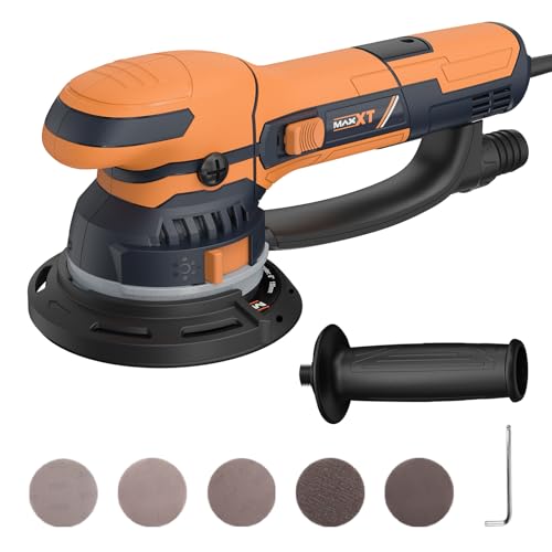 MAXXT Levigatrice Orbitale Dual-Mode da 800W: Passaggio Modalità Grezza e Fine/Estrazione Polvere ad Alta Efficienza/Controllo a 6 Velocità (3300-7400 RPM) — Carrozzeria Auto, Metallo e Legno
