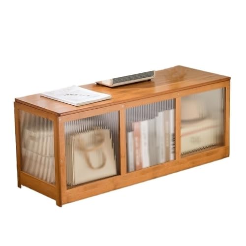 Banco de zapatos con puerta acrílica, zapatero moderno de mediados de siglo y taburete de almacenamiento, diseño abatible, ideal para espacios de entrada organizados