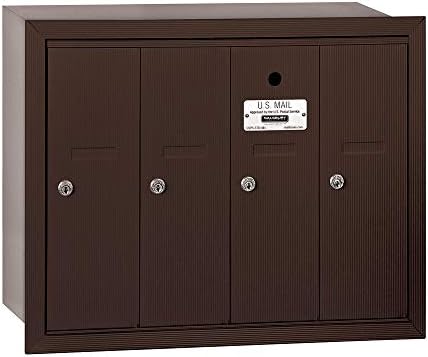 Salsbury Industries 3504ZRU Recessed Mounted Vertical Mailbox with USPS Access and 4 Doors, Bronze