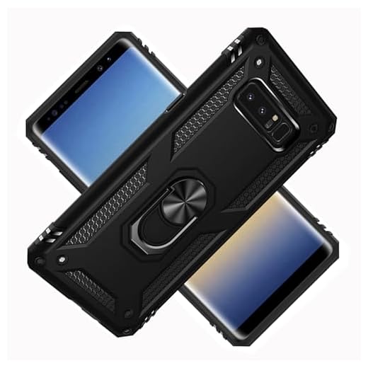 LXHGrowH Coque pour Samsung Galaxy Note 8, [Militaire Prévention des Chutes] Protecteur, Anti-Rayures et Anti-Choc Protection Armor, avec [360 Degres] Fonction Support à Bague de Rotation, Noir