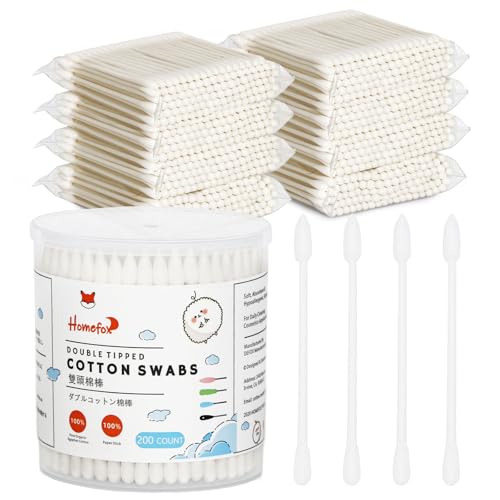Image of Cotton Swabs Precision Pointed - 1000 Count with 1 Container Pointy Organic Cotton Buds Double Side Tight Wounded Cotton Tips Paper Stick Soft Lint-Free Cruelty-Free, Pointy & Round (White)