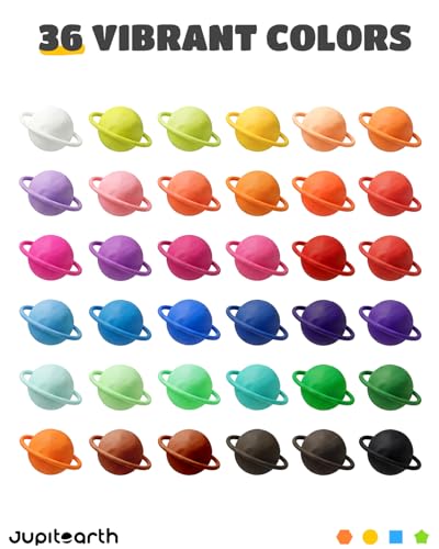 JUPITEARTH 36 Colors Playdough Set, 3 Oz Non-Toxic & Safe Planet Modeling Dough with Molds & Tools, Back to School Supplies for Arts & Crafts, Birthday Party Favors Gifts & Prize Toys for Kids Age 3+ - Image 5