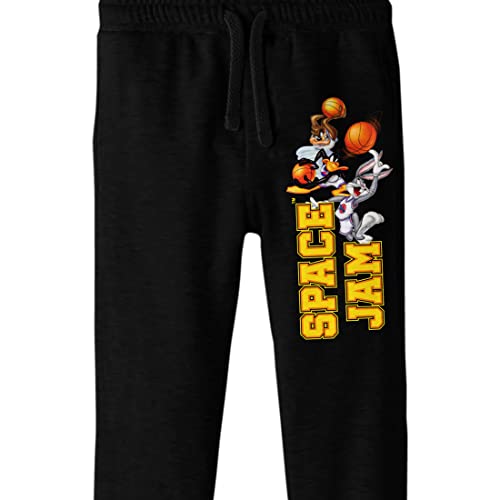 Space Jam 1996 Collegiate Text with Characters Youth Boys Black Joggers2