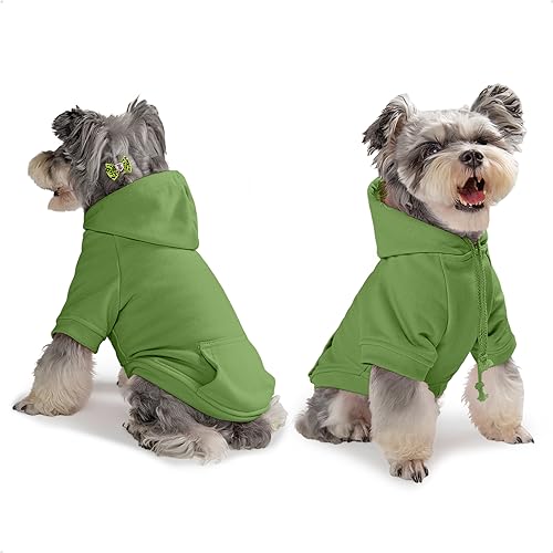 PETWIT Small Dog Hoodies Pet Clothes for Winter Warm Jumper Hoodies, Dog Sweatshirts with Hood and Pockets for Small Puppy(Green,XS) - Image 3