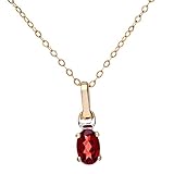 Citerna 9 ct Yellow and White Gold Garnet Birth Stone Pendant + 46 cm Yellow Gold Trace Chain