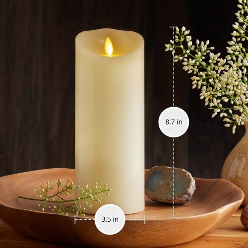 Luminara Scalloped Edge Flameless LED Candle - Ivory 3.5\" x 8.75\" - Real Wax Pillar Battery Operated Moving Flame w/Timer Unscented 1000Hr Runtime - Thumbnail 7