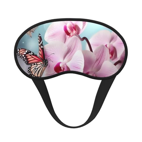 スプリングオーキッドバタフライスリープマスク 横向き寝用 遮光ナイトマスク 睡眠用アイマスク レディース メンズ アイカバー ソフトで快適なアイシェード 旅行、昼寝用