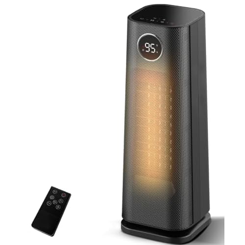 Sunnote Space Heater for Indoor Use, 1500W Electric & Portable Ceramic Heaters with 80°Oscillating, Thermostat, 3 Modes, 24Hrs Timer, Room Heater with Remote, Fast Heating Safe for Bedroom Room Use