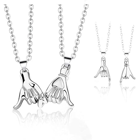 Pinky Promise Matching Necklaces for Couples, 2 Pcs Relationship Necklaces for Best Friend Boyfriend Soulmate Gifts Pull Hook Pendant Necklaces Him and Her Gifts Cover