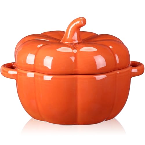 Hushee 1 Pcs 14.2 oz Ceramic Pumpkin Pot Soup Bowl