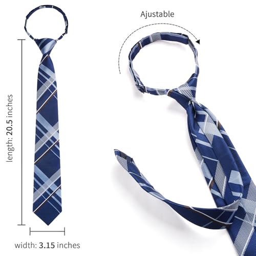 Image of HISDERN Pre Tied Ties for Men Adjustable Mens Tie Classic Paisley Stripe Necktie and Pocket Square Set for Wedding Party