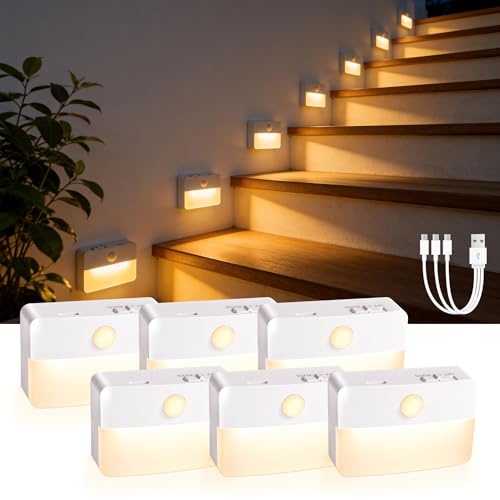 sooogd 6 Pack Rechargeable Motion Sensor Stair Lights...