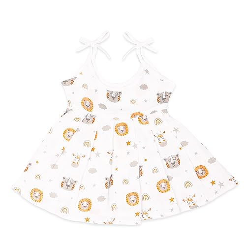 Image of Kidbea Muslin Frock for Baby Girls | Cotton Dress for Newborn Babies | Sleeveless, Tie-Up Shoulders Summer Wear Clothes