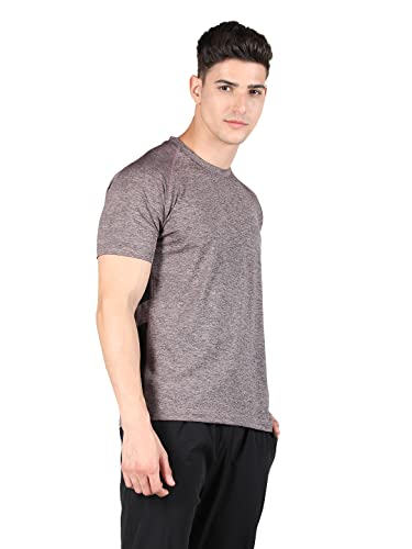 Image of CHKOKKO Men's Round Neck Gym Sports T-Shirt Light Brown Size L