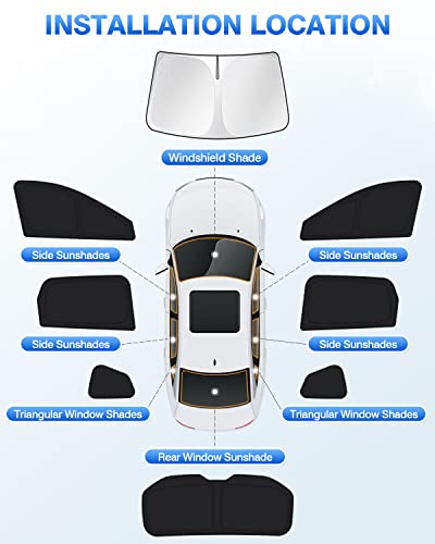 Image of Canvcle Sunshades for 2021-2025 2026 Nissan Rogue (NOT for Nissan Rogue Sport) Accessories Windshield Sunshade Side Rear Windows Sun Visor Privacy Protection Keep Vehicle Cool Black 8PCS