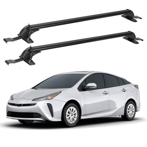 Lockable Roof Racks Cross Bars Fits for Toyota Prius 2015-2022 Without Roof Side Rails, Anti-Rust/Theft Aluminum Roof Rails Crossbars Cargo Luggage Rack Carrier Rooftop Cargo Bike,Black