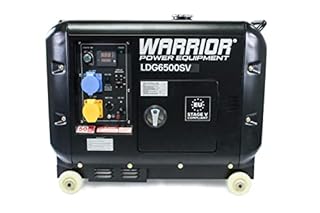 Warrior 6.25kVa Diesel Generator – 186cc Engine, 5500 Max Watts, Electric Start, 16L tank with 12-hour run-time, Quiet Running at 68 dBA & Soundproof Canopy, AVR for Safe Running, Heavy-Duty Frame