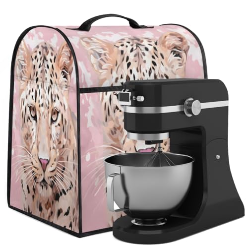 Coffee Maker Cover Watercolor Leopard Kitchen Appliance Covers Small Appliance Covers Blender Cover Juicer Cover Dust Covers for Kitchen Appliances with Top Handle and Pockets,Washable,C650