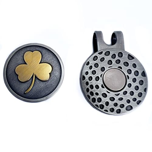 Full Metal Markers Shamrock Clover Unique Magnetic Metal Golf Ball Marker With Hat Clip (1 Ball Marker + 1 Hat Clip) #TOP1