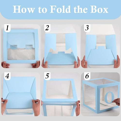 Image of Rozi Decoration Paper Blue One Balloon Box For 1St Birthday Parties Decorations Set Of 3 Box First Birthday Balloons Box, Happy Birthday Decoration For 1St Year Balloons Box Decor