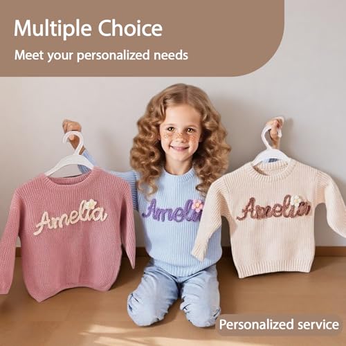 Custom Baby Sweater with Name,Custom Sweater with Floral/Animal/Christmas/Halloween Decor,Customized Baby Gifts3