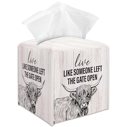 Soporte decorativo para caja de pañuelos de vaca, servilleta de pañuelos, cuadrados, ideas de regalo de inauguración de la casa para familiares y amigos, decoración de mesa de baño de granja (5.2