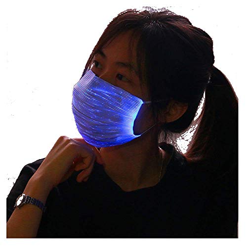 AMIMA LED Light up Rave Face Mask 7 Color Lights Change USB Rechargeable Glowing Luminous Dust Mask for Christmas Party Festival Dancing Halloween (Black)