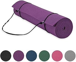 Gaiam Essentials Premium Yoga Mat with Yoga Mat Carrier Sling, Purple, 72"L x