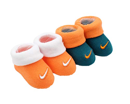 Nike Newborn Infant Booties 2-Pair Pack (Bright Mandarin (N63), 0-6 Months)