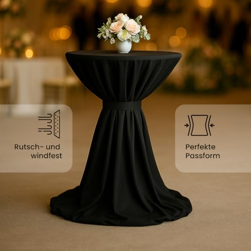 Housse mange-debout noir Ø 80-100 cm Milano pour masquer une table usée - 7