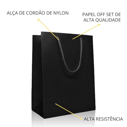 Sacola Papel Bolsa Preta 18x24x10 - Kit 10 Un
