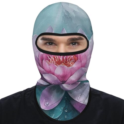 Balaclava para hombres, máscara de esquí para mujeres con diseño de flor de lirio de agua melocotón. Cubierta facial completa para ciclismo miniatura 1