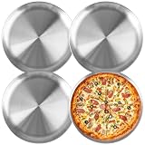 4 PCS Bandeja Pizza Horno, 26cm Molde para Pizza, Redondas y Antiadherentes
