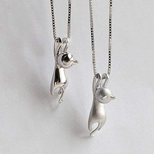COLORFUL BLING Silver kitty cat pendant vintage hanging cat Pendant Necklace for women2
