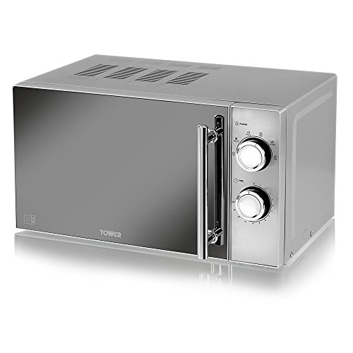 Tower T24015S 800W 20L Microwave with 5 Power Levels and a 30 Minute Timer, Silver