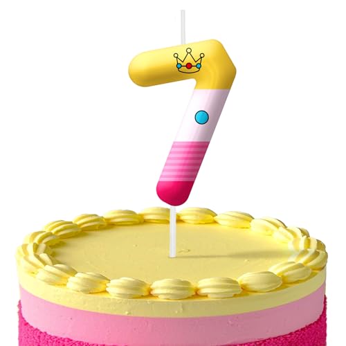 Image of Pink Cartoon Birthday Candles, Number 7 Candle Pink Themed Birthday Party Supplies, 2.4 inch Birthday Candles for Cake Topper Party Decorations, Birthday Decorations for Boys Girls (Number 7)