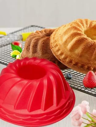 Miniatura 5 de Paquete de 3 moldes de silicona para tartas para hornear. Moldes en forma de rosa de corazón de calabaza para fiestas, ocasiones familiares, rojo, 8