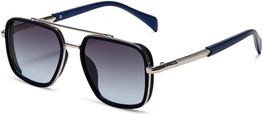 Trendy UV protection lunettes de soleil vintage de couleur bleu-gris style décontracté