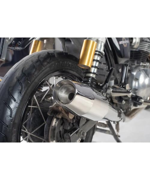 Image of Twin Exhaust Silencer Pair Set for Royal Enfield Interceptor 650 & Continental GT 650 | +2 BHP Power Boost, Deep Bass Sound, Lightweight, Easy Fit, Premium Silver Finish