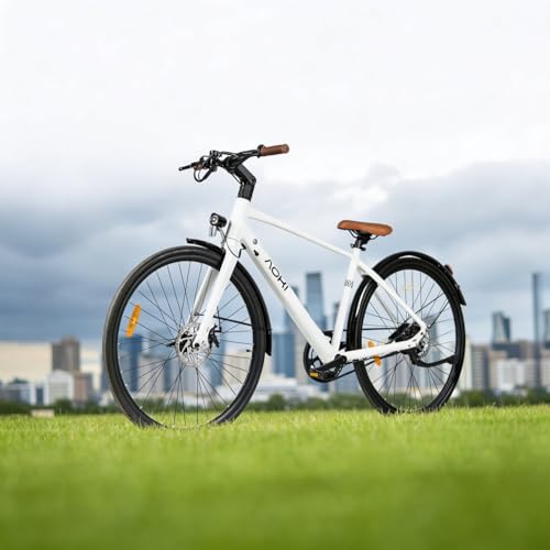 Image of Aoki Cadence GL Electric Urban Bicycle | Carbon Belt Drive | 250W Motor | Ultralight <20kg | Stem Display | 700C Tyres | Removable Battery | Arctic White