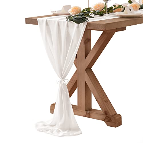 Socomi 10Ft Ivory Chiffon Table Runner 29X120 Inches Wedding Runner Sheer Bridal Shower Decorations #TOP5