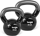 Yes4All Kettlebells 20 25 lbs Set Weight Vinyl Coated Cast Iron for Dumbbell...