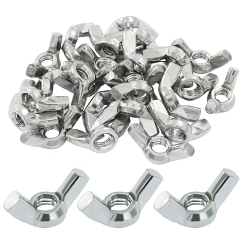 25 PCS Wing Nuts 1/4"-20, Stainless Steel Butterfly Wing Nuts, Hand Twist Tighten Ear Wingnuts Fasteners Parts