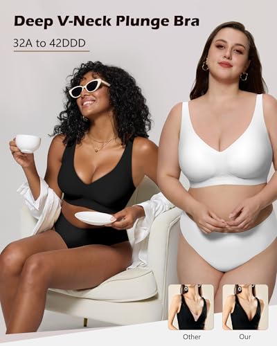 Bras for Women Deep V Seamless Wireless Support Lift No Underwire Plunge Bralettes Full Coverage Push Up Bra2