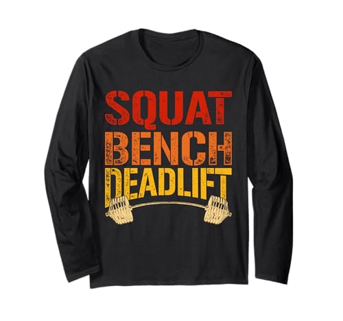 Banc de squat vintage, soulevé de terre, citation, haltérophilie, fitness, gym Manche Longue