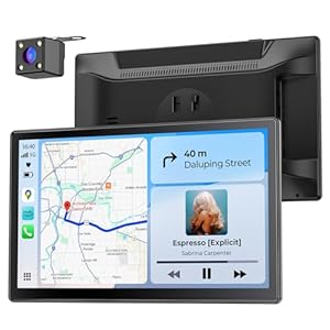 9″ Drahtloses Tragbares 60FPS Car Play Display für Apple CarPlay & Android Auto, Magnetische Halterung, OTA, Hoch- und Querformat, Rückfahrkamera, Bluetooth, Sprachsteuerung, GPS Navigation