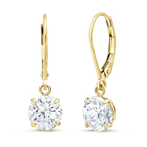 MAX + STONE 14k Gold Leverback Cubic Zirconia Dangle Earrings
