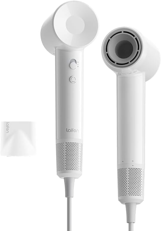 Image of Laifen Hair Dryer SE Lite White, 150 Million Negative Ionic Blow Dryer With 100,000 RPM Brushless Motor, 1400 Watt Powerful Fast Drying High-Speed Low Noise Hairdryer, Lightweight and Compact Design